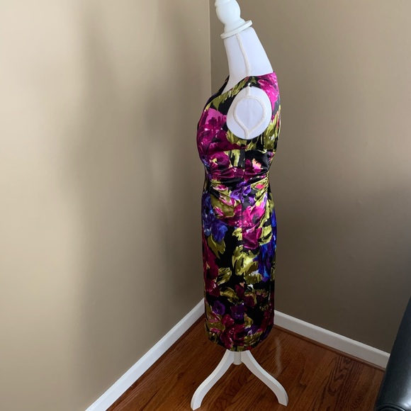 Adrianna Papel Floral Satin Ruched Dress - Picture 3 of 6